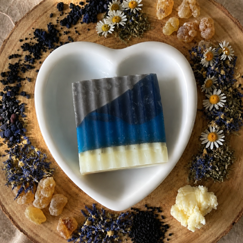 BLUE INDIGO, FRANKINCENSE & BLACK SEED SOAP